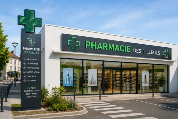enseignes + croix de pharmacie et totem